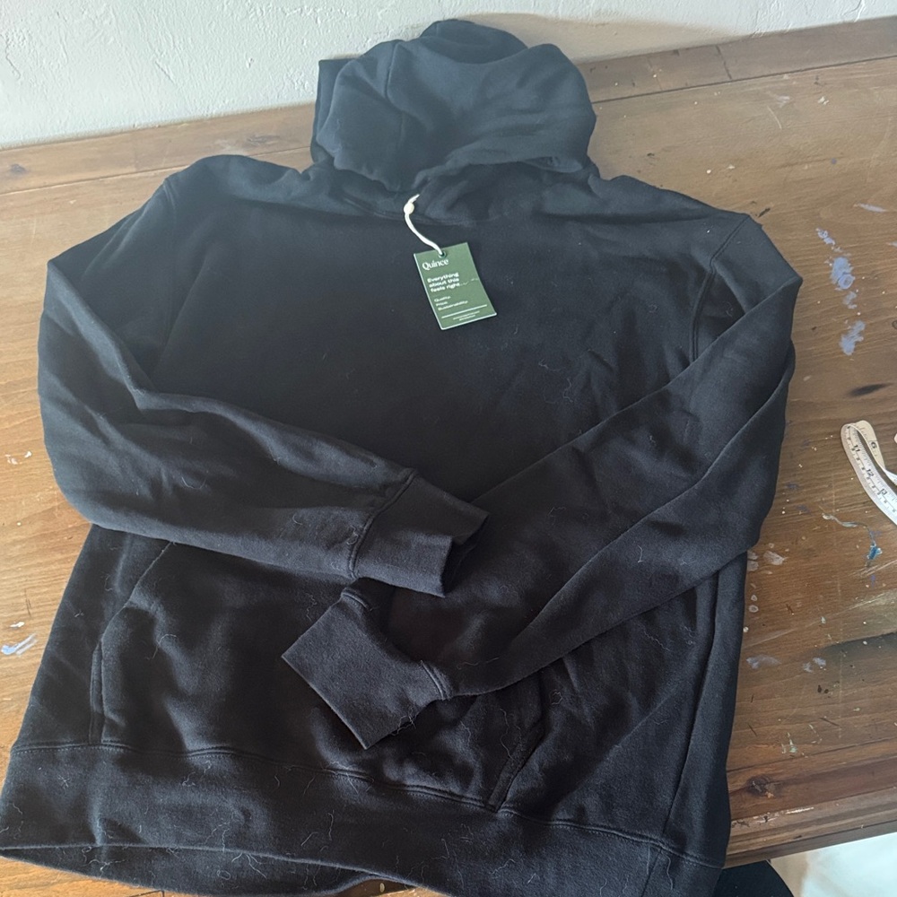 Quince Mens L Black Organic Cotton Hoodie NWT